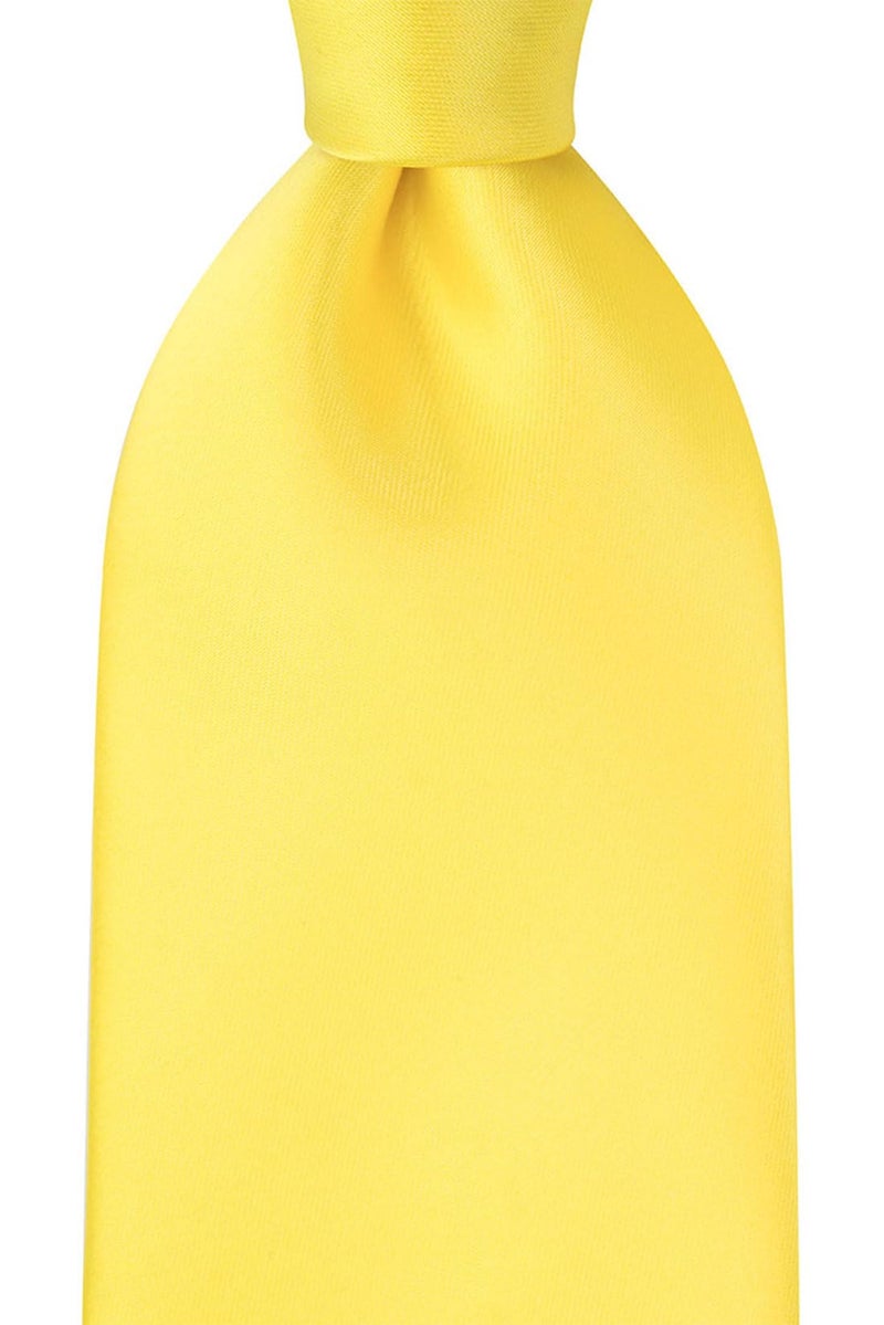 KissTies Mens Yellow Satin Tie Set Canary Solid Ties Holiday Necktie + Pocket Square - Image 3